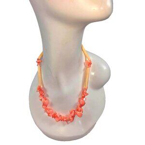Vintage Pink Shell Coral Necklace Barrel Clasp 20 inch